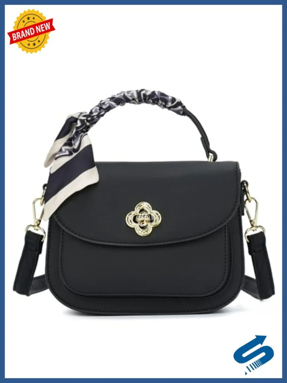 Vintage Vegan Leather Top-Handle Handbag with Adjustable Strap